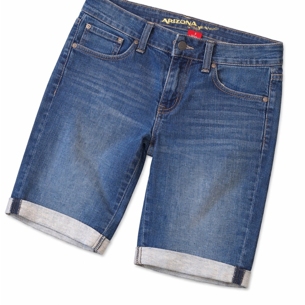 Arizona Jean Company Rolled Cuff Denim Bermuda Shorts in Blue Wash